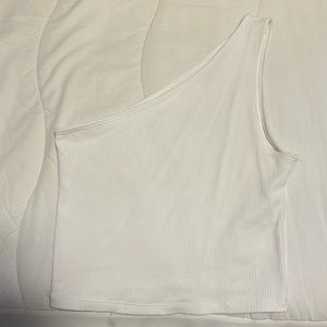 Abercrombie one shoulder white tank size S